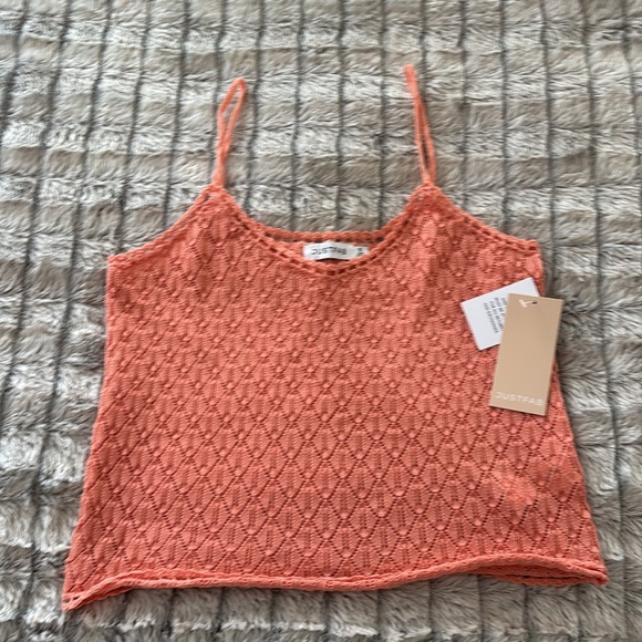 JustFab Lined Crochet Stitch Cami Top size S Peach - Picture 7 of 9